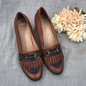 ASOS Svelt Leather Mid Heel Loafers size 8